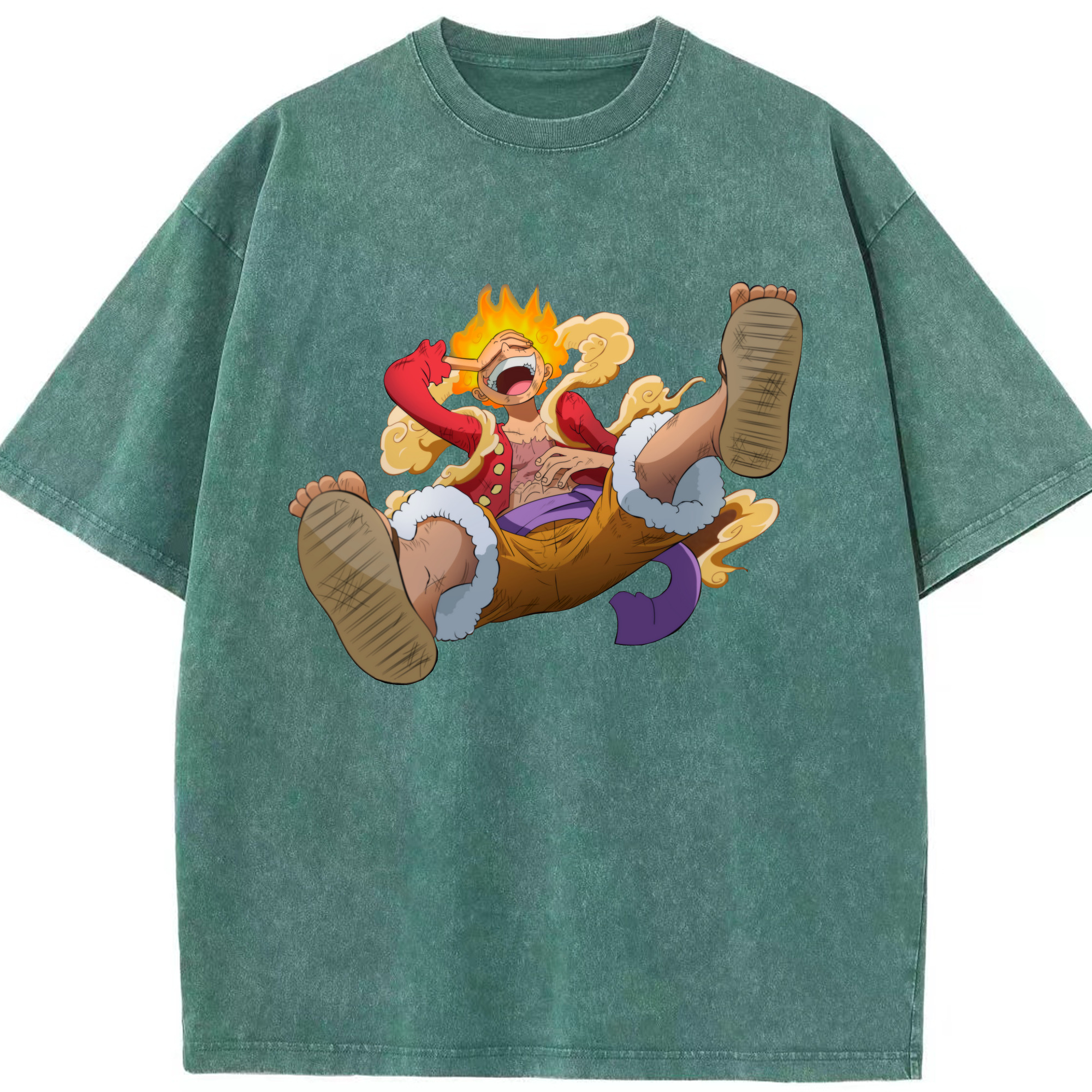 ワンピース モンキー・D・ルフィ ONE PIECE Monkey D. Luffy 綿100% ヴィンテージ風 半袖Tシャツ（フロントプリント）